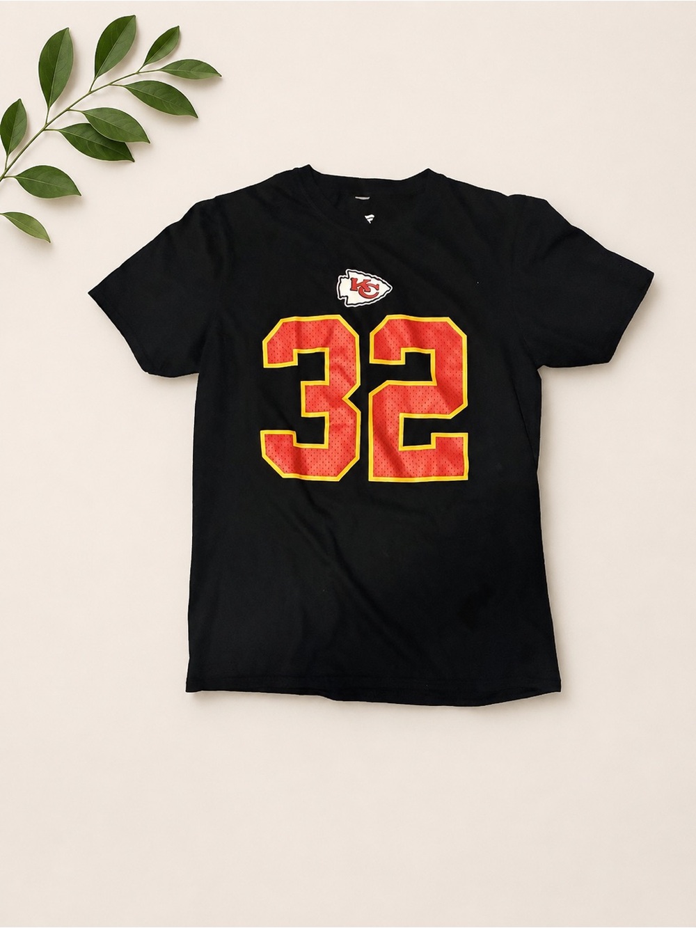 Fanatics Black Kids Tee with Red and Yellow 32 Graphic